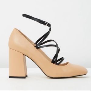 M.N.G tires Nude Block Strappy Front Heel